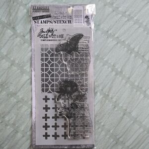 Tim Holtz Stamper's Anonymous Stamps and Stencil Set - Black